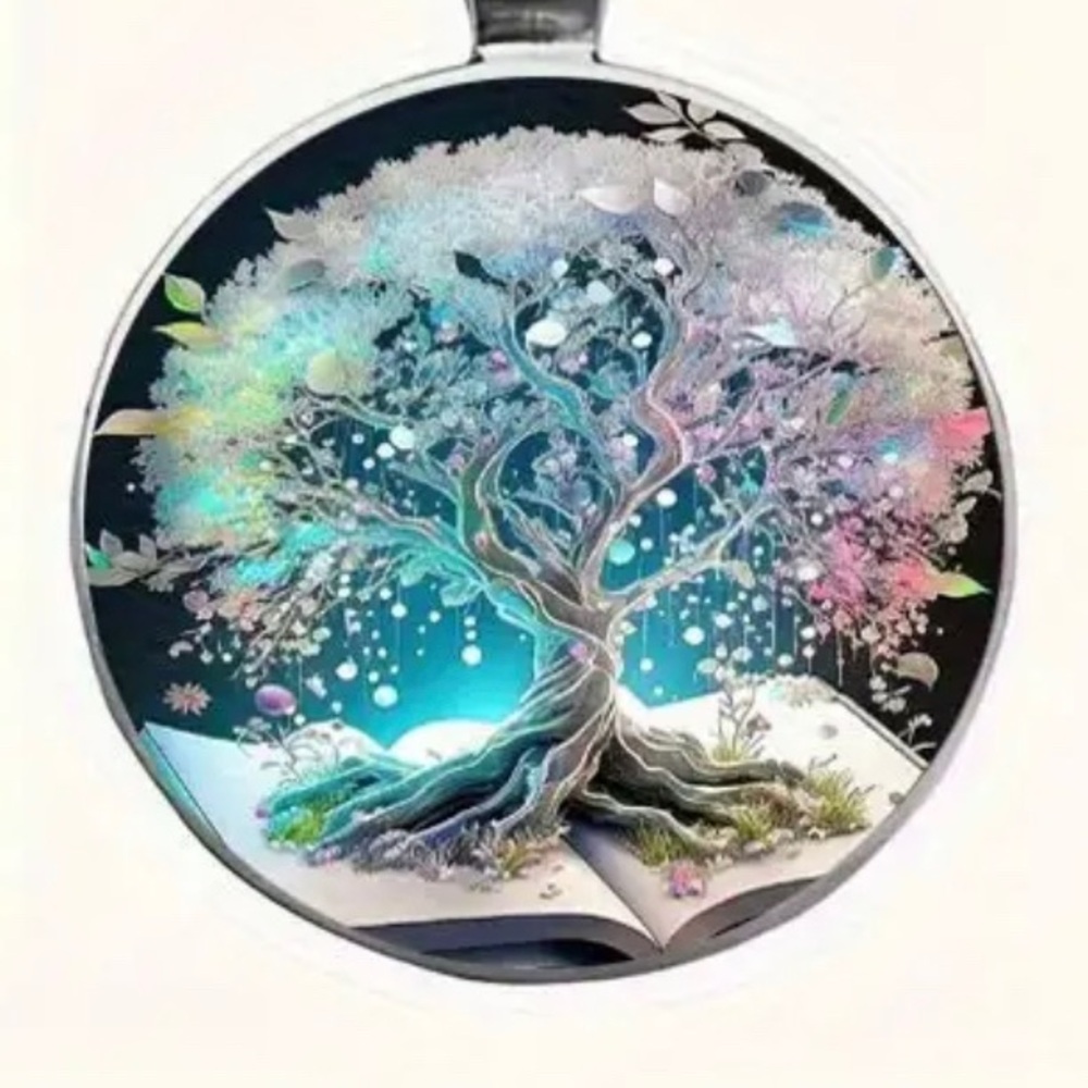 Tree of Life Necklace with Blue and Pink Accents